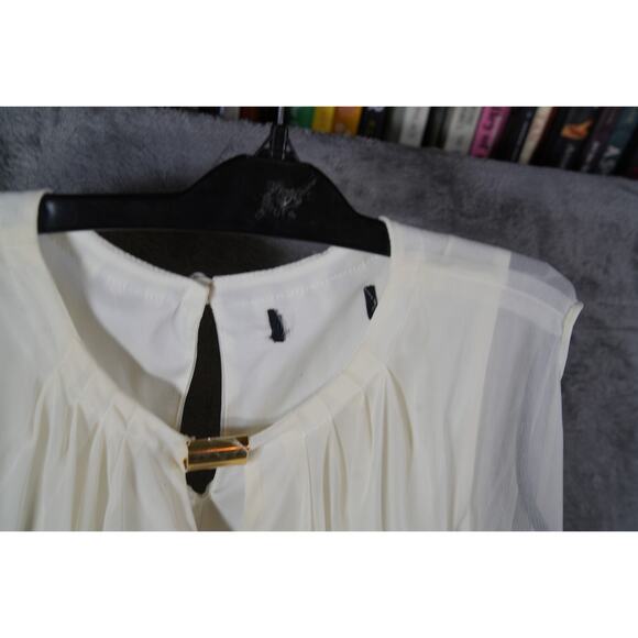 Womens Sleeveless White Gold Chevron Dress Sequin Skirt Blouson Top M Party - Picture 3 of 7